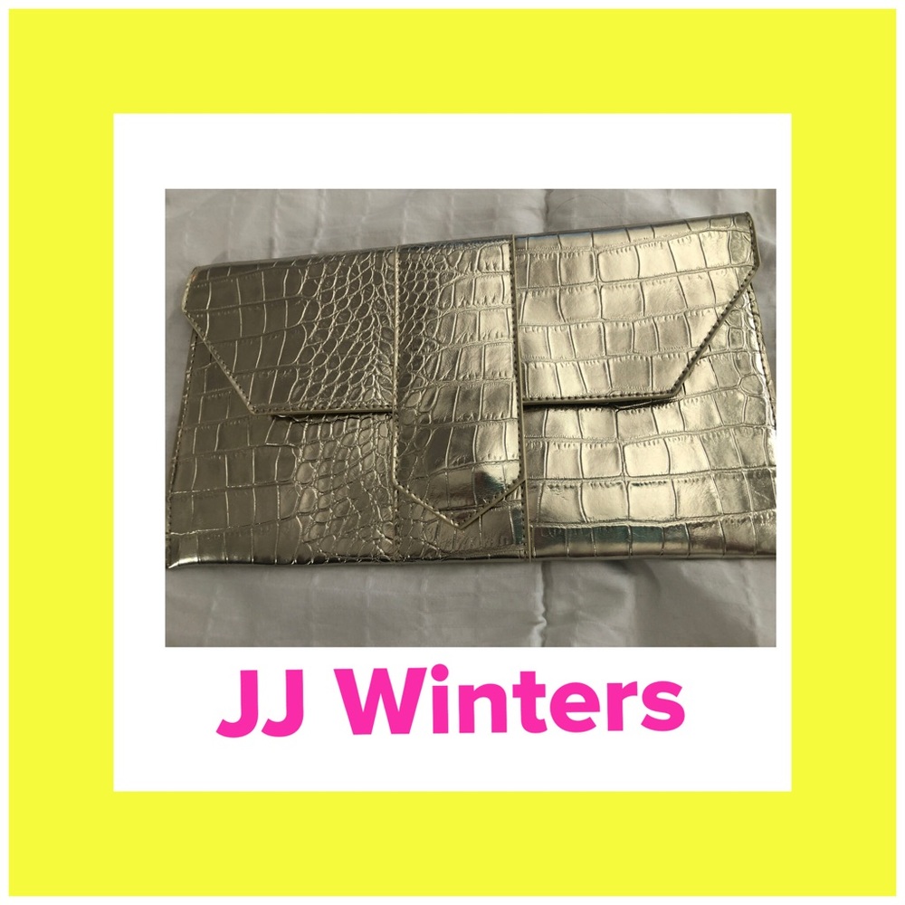 JJ Winters croc  vegan leather clutch